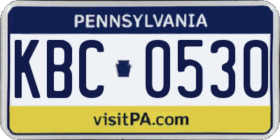 PA license plate KBC0530