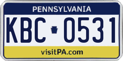 PA license plate KBC0531