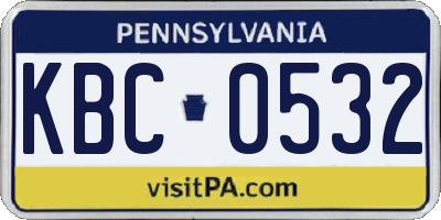 PA license plate KBC0532