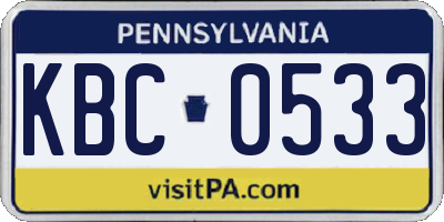 PA license plate KBC0533