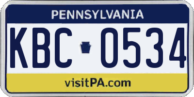 PA license plate KBC0534