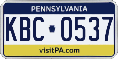 PA license plate KBC0537