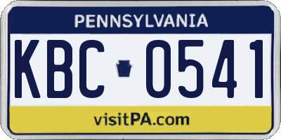 PA license plate KBC0541