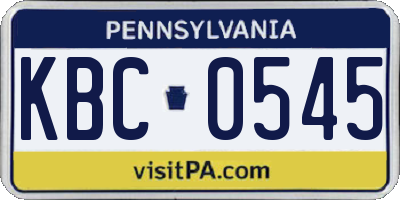 PA license plate KBC0545