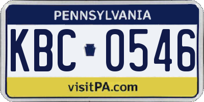 PA license plate KBC0546