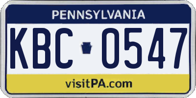 PA license plate KBC0547