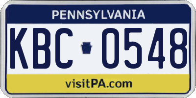 PA license plate KBC0548