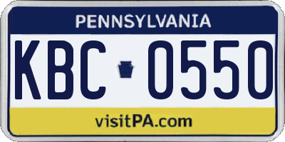 PA license plate KBC0550