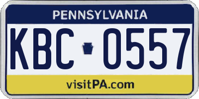 PA license plate KBC0557