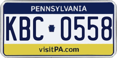 PA license plate KBC0558