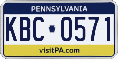 PA license plate KBC0571