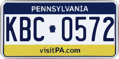 PA license plate KBC0572