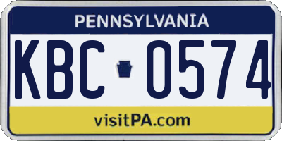PA license plate KBC0574