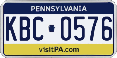 PA license plate KBC0576