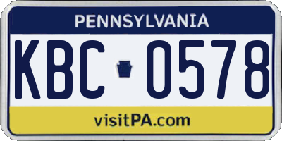 PA license plate KBC0578