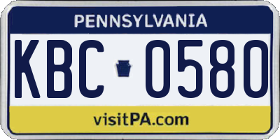PA license plate KBC0580