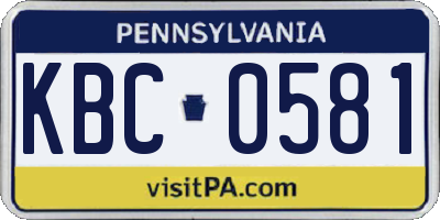 PA license plate KBC0581