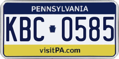 PA license plate KBC0585