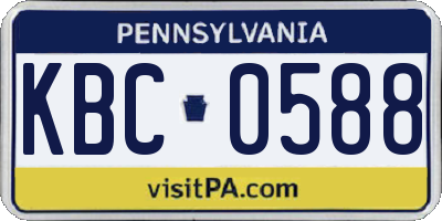 PA license plate KBC0588