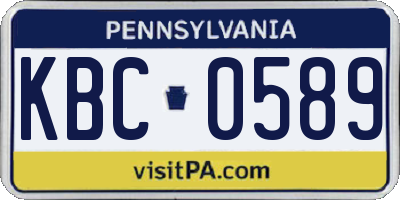 PA license plate KBC0589