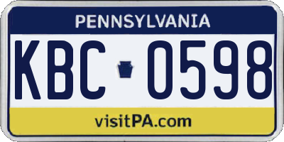 PA license plate KBC0598