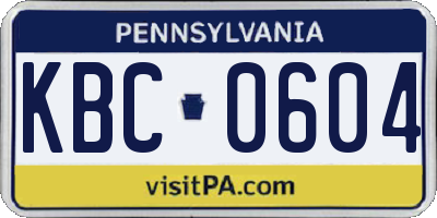 PA license plate KBC0604