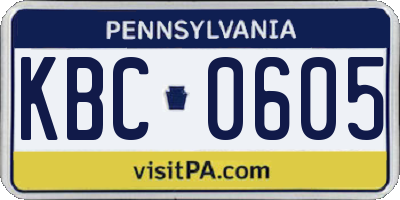 PA license plate KBC0605