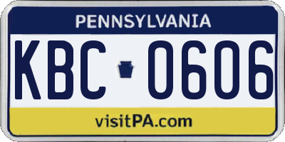 PA license plate KBC0606