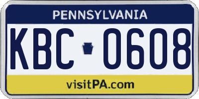 PA license plate KBC0608