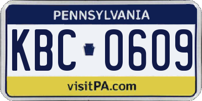 PA license plate KBC0609