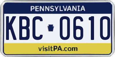 PA license plate KBC0610