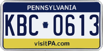 PA license plate KBC0613