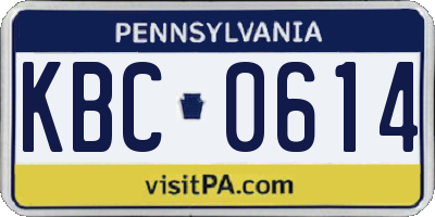 PA license plate KBC0614