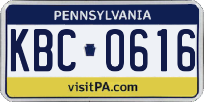 PA license plate KBC0616