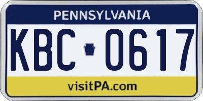 PA license plate KBC0617