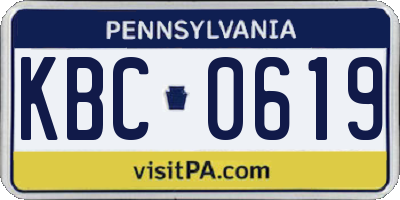 PA license plate KBC0619