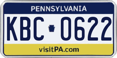 PA license plate KBC0622