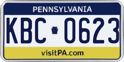 PA license plate KBC0623