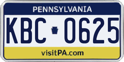 PA license plate KBC0625