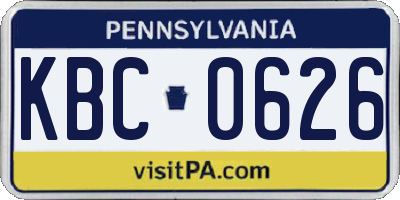 PA license plate KBC0626