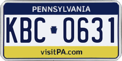 PA license plate KBC0631