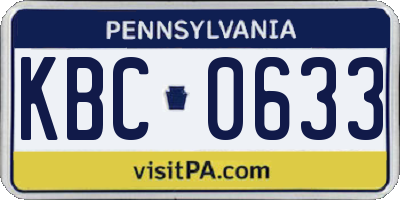 PA license plate KBC0633