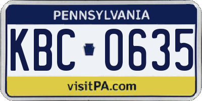 PA license plate KBC0635