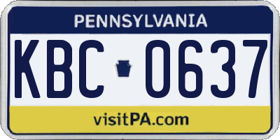 PA license plate KBC0637