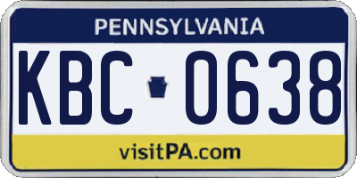 PA license plate KBC0638
