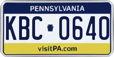 PA license plate KBC0640