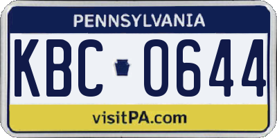PA license plate KBC0644