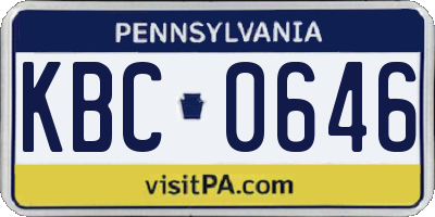 PA license plate KBC0646