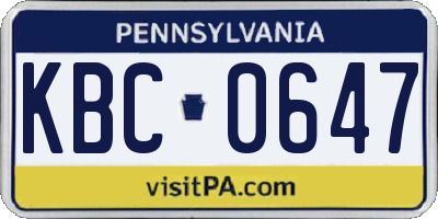 PA license plate KBC0647