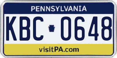 PA license plate KBC0648
